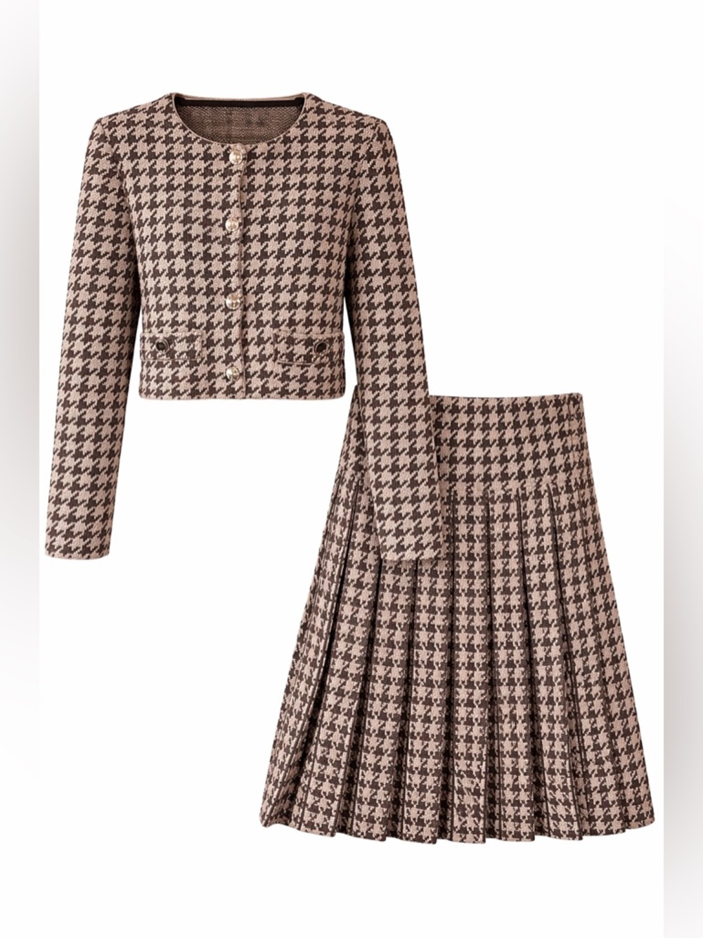 New Aleeza Paris Houndstooth Knit Skirt Set – Sample Piece – Fits Size Medium